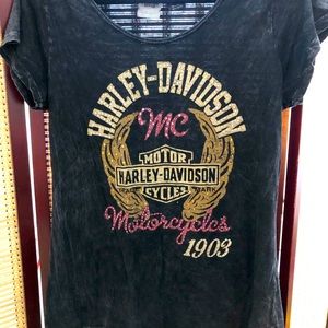 Harley Davidson Bling Distressed Tee Shirt